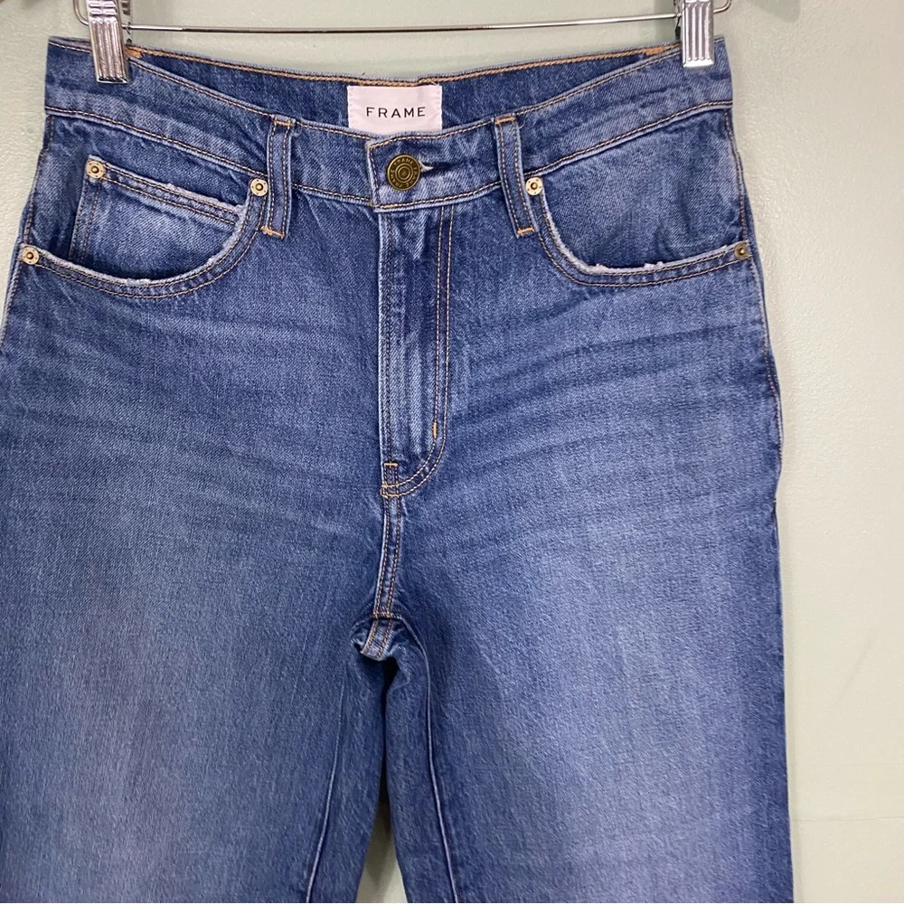 FRAME Beluga Modern‎ Chew Distressed Wide Cropped Denim Jeans Size 26 - Picture 3 of 6